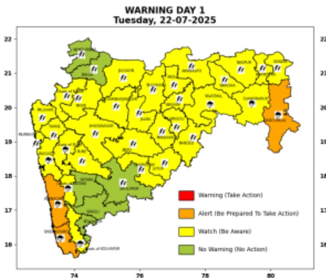22 जूलै हवामान अंदाज ; पुढील 3-4 तासात या जिल्ह्यात मुसळधार पाऊस, हवामान खात्याचा अंदाज